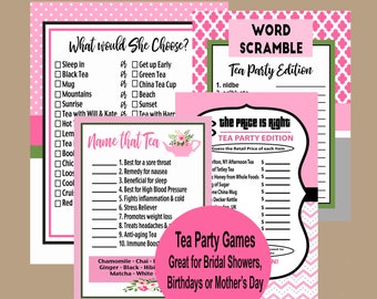 Tea Party Games, Bridal Tea Party Games, Birthday Tea Party, Tea Games, Retirement Tea Games, High Tea Party Games, Bridal Shower Games