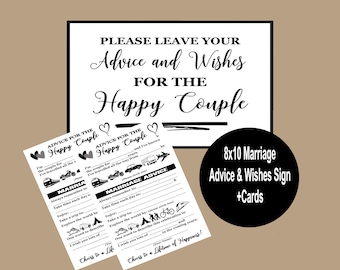 Tarjetas y letreros de consejos matrimoniales, tarjetas de matrimonio de buenos deseos, juego de ducha para parejas, juego de consejos matrimoniales, deseos para los novios, imprimibles