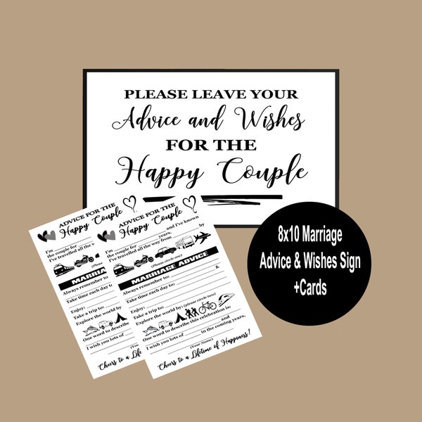 Marriage Advice Cards and Sign, Well Wishes Marriage Cards, Couples Shower Game, Marriage Advice Game, Wishes for Bride and Groom, Printable