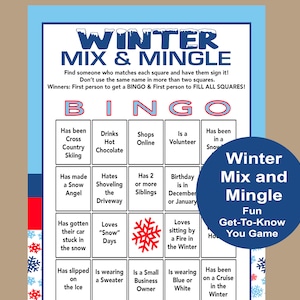 Winter Mix and Mingle Bingo, Large Group Games, Holiday Bingo, Winter ...