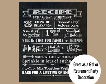 Retirement Gift, Retirement Printable, Recipe for a Great Retirement, Retirement Poster, Boss Retirement, Mom Retirement, Instant Download