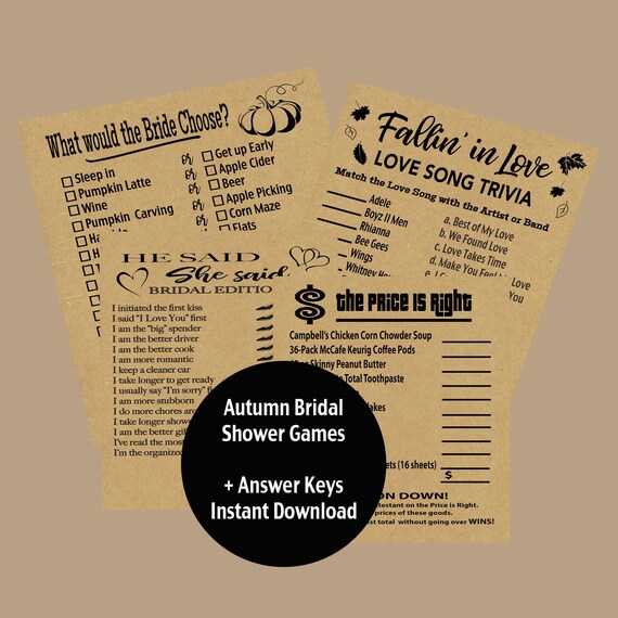 Kraft Bridal Shower Games, He Said She Said Bridal Shower Game.