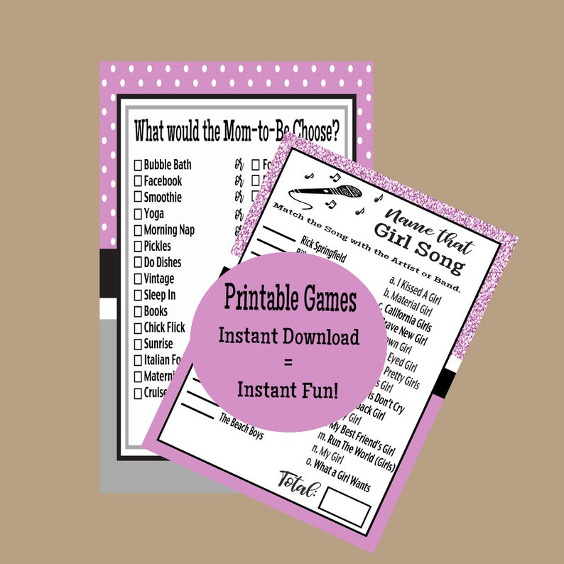 Baby Shower Games Girl Song Trivia Song Guessing Game Guess Etsy