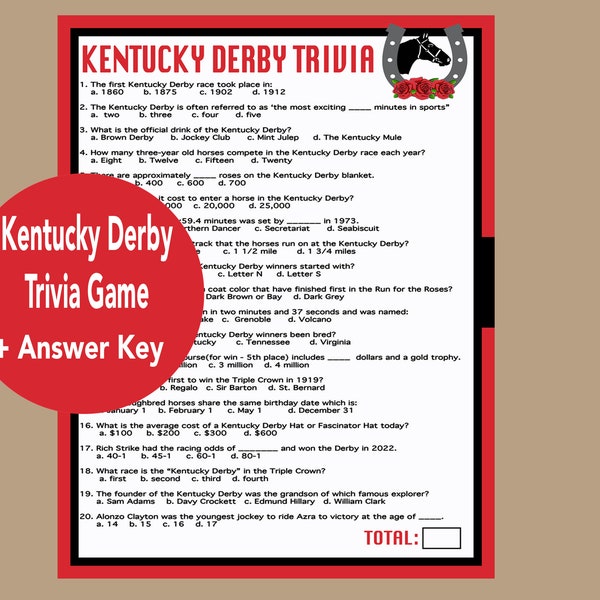 Triple Crown Trivia Etsy