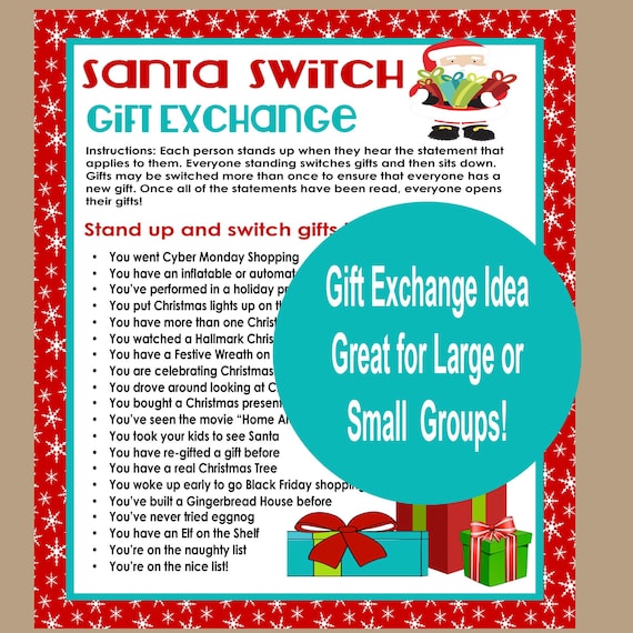 Christmas Gift Exchange Game, Holiday Gift Exchange Game, White Elephant  Gift Swap, Group Game, Instant Download