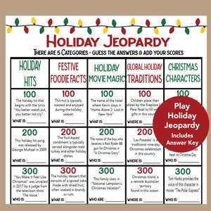 Holiday Trivia Game, Christmas Jeopardy, Holiday Jeopardy Trivia Game, Holiday Party Icebreaker, Fun Christmas Work Game