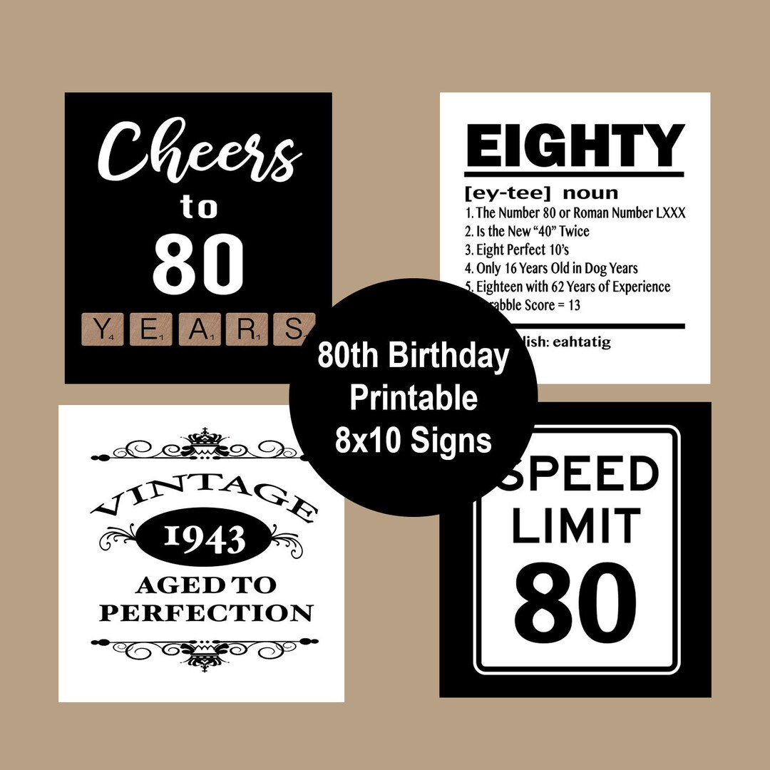 80th Birthday Party Decorations 80th Birthday Printable 80th - Etsy