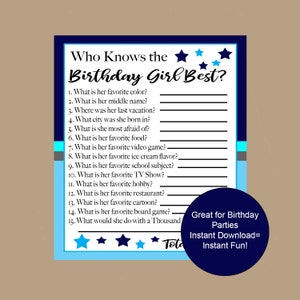 Teen Birthday Games, Knows the Birthday Girl Best Game, 8th, 9th, 10th, 11th, 12th, 13th, 14th Birthday Games, Space Birthday Games