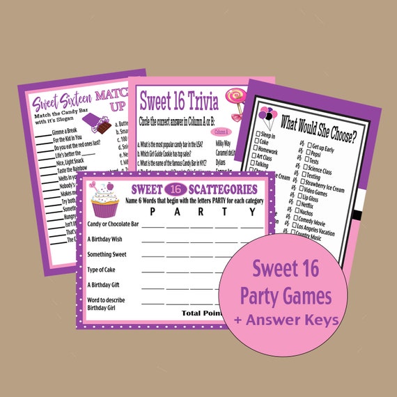 Sweet 16 Birthday Party Games Sweet Sixteen Party Ideas Teen - Etsy