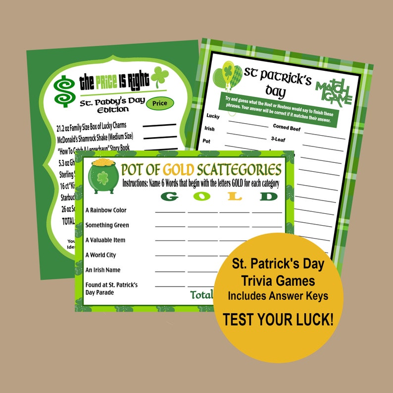 St Patrick's Day Trivia Games Printable