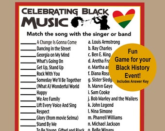 Black History Month Music Trivia, Black History Month Trivia Game, Fun Black History Game, Seniors Game, Black History Music Icebreaker Game