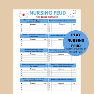 Nurse Appreciation Game, Nursing Feud Game, Nurse Trivia Game, Nurse Graduation Game, Nurse Retirement Family Feud Game, Nurses Week Game