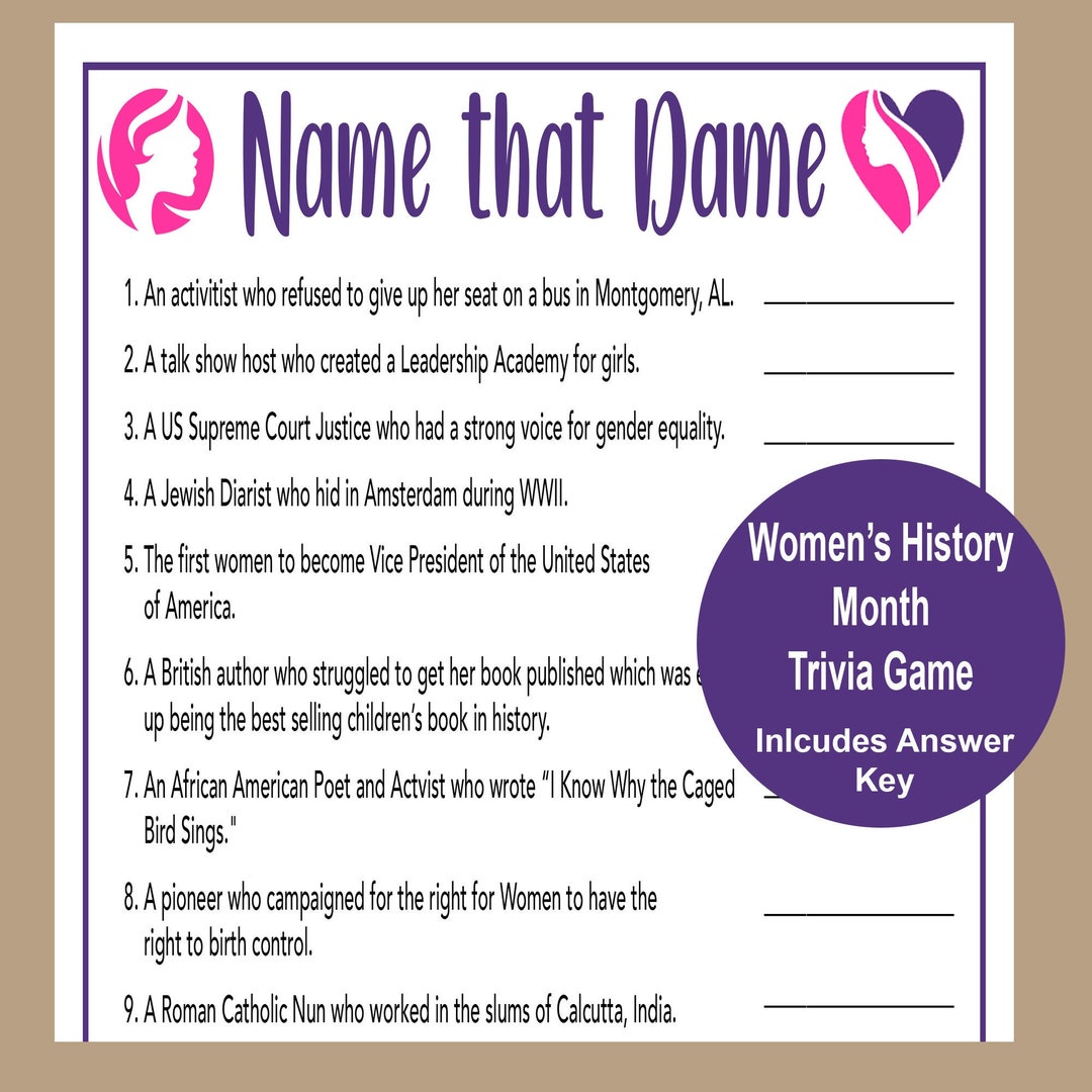 Women's History Month Trivia Game, International Women's Day Trivia ...