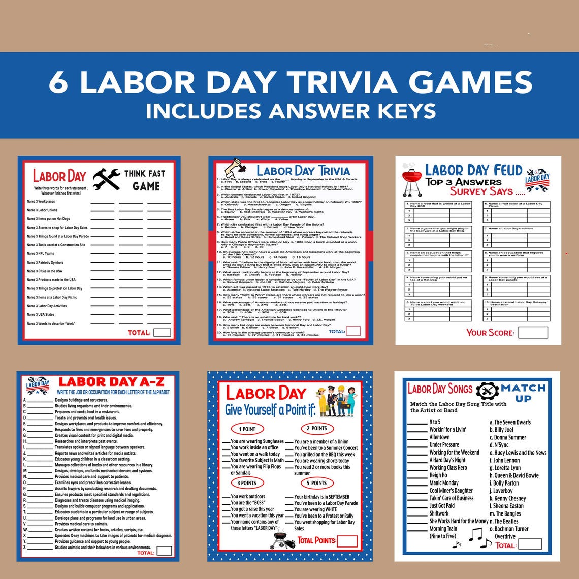 Labor Day Games, Labor Day Trivia, Labor Day Facts Quiz, Family BBQ ...
