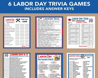 Labor Day Games, Labor Day Trivia, Labor Day Facts Quiz, Family BBQ Games, Patriotic Party Game, Family Reunion Games, Summer Games