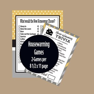New Home Trivia Games, Housewarming Party Games, Housewarming Gift, Adult Party Games, Trivia Games, Printable Games, Instant Download