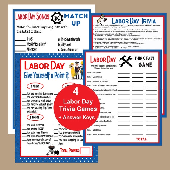 Labor Day Games Labor Day Trivia Labor Day Facts Quiz Etsy