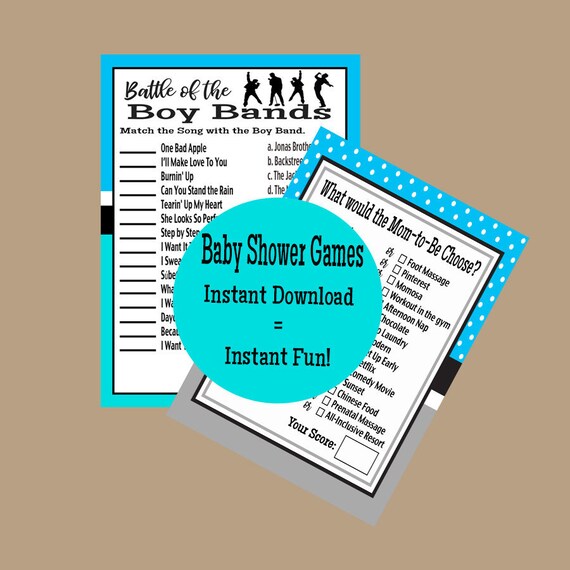 Baby Boy Shower Games Baby Tune Game Trivia Name That Baby Etsy