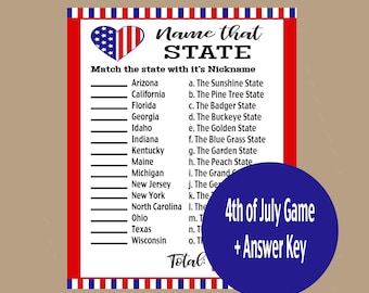 Jogos de 4 de julho, Jogo dos Estados Unidos, Jogos de curiosidades americanos, 4 de julho, Jogo da independência, Jogo da família de 4 de julho, Download instantâneo