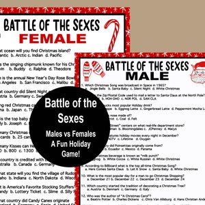 Christmas Battle of the Sexes Trivia Game, Christmas Trivia, Christmas Printable Game, Holiday Party Game, Office Party Game, Holiday Game