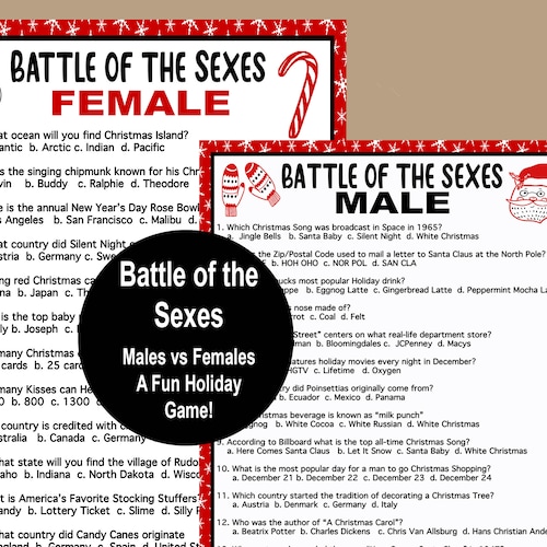 Christmas Battle of the Sexes Trivia Game Christmas Trivia - Etsy Canada