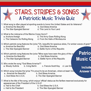 4th of July Trivia Games, Memorial Day Music Trivia, Independence Day, Teen, School Games, Memorial Day Games, Patriotic Trivia Games,