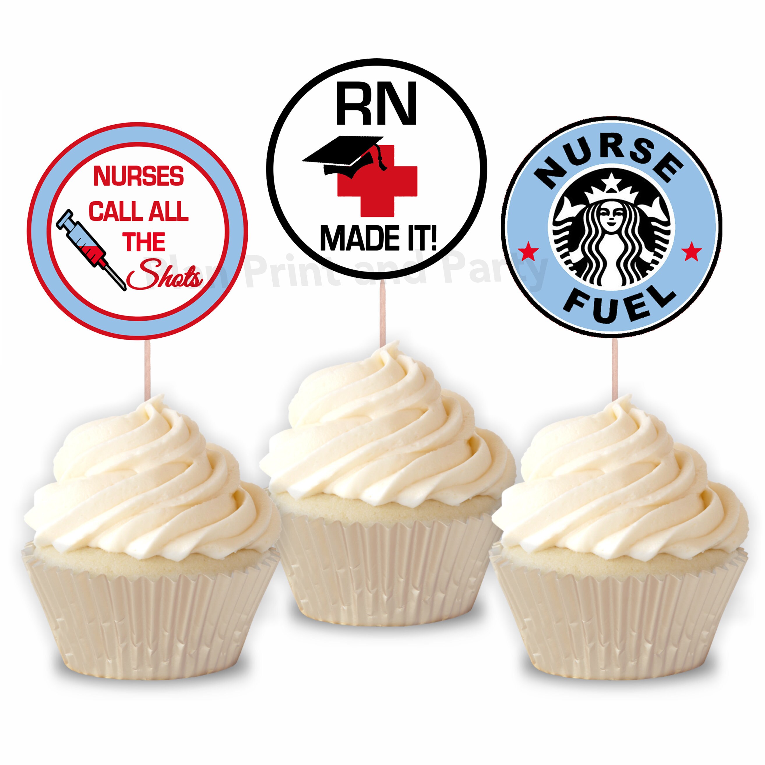 Nurse Graduation Cupcake Toppers Graduation Party Food Etsy