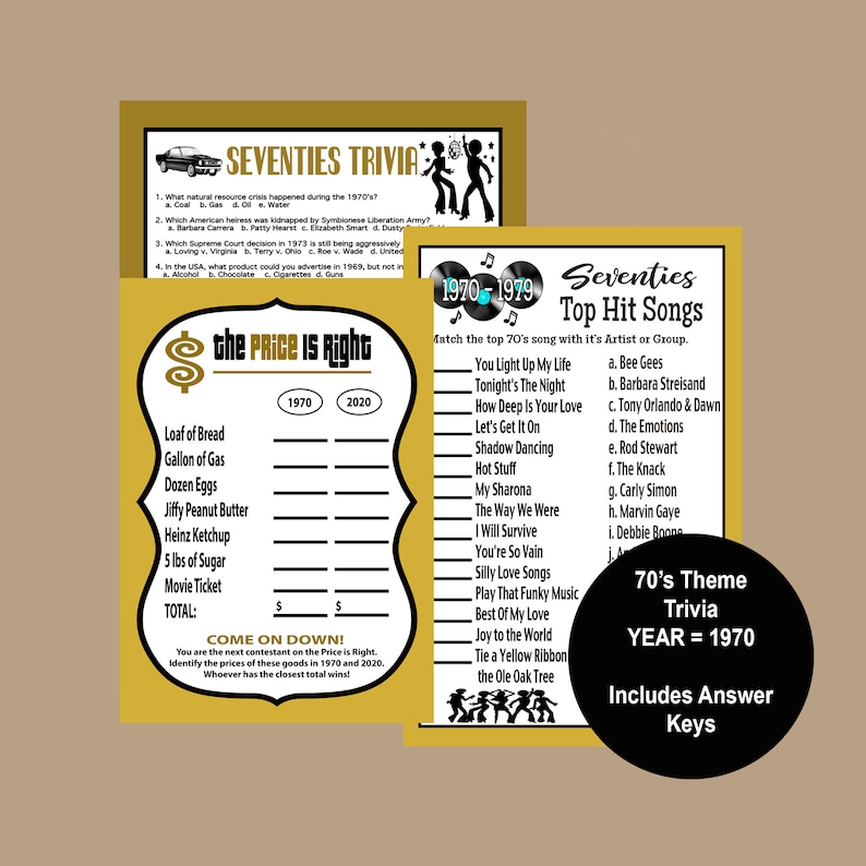 50th birthday party games 1970 trivia games icebreaker