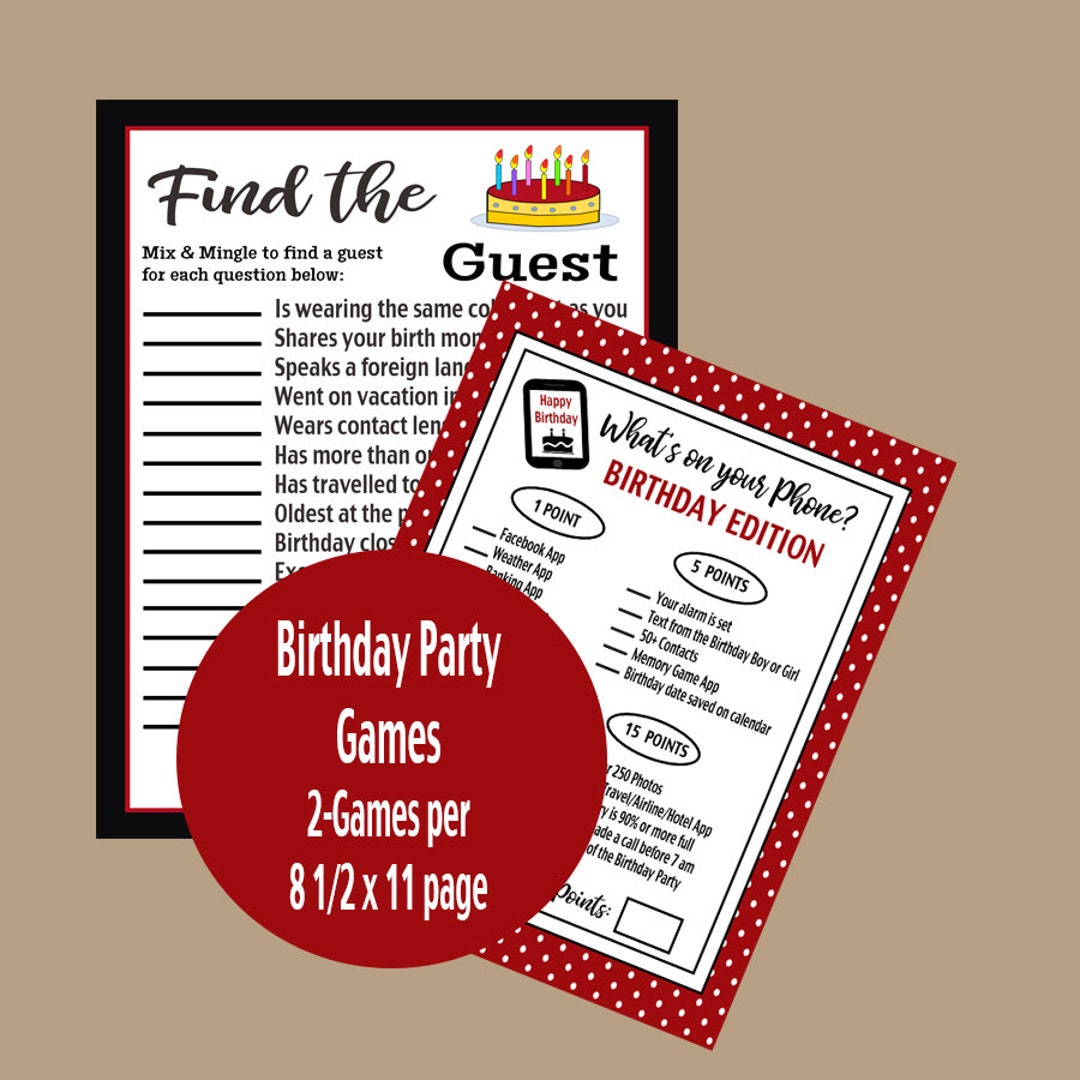 Birthday Party Printable Adult Games, Find the Guest Game, What's on ...