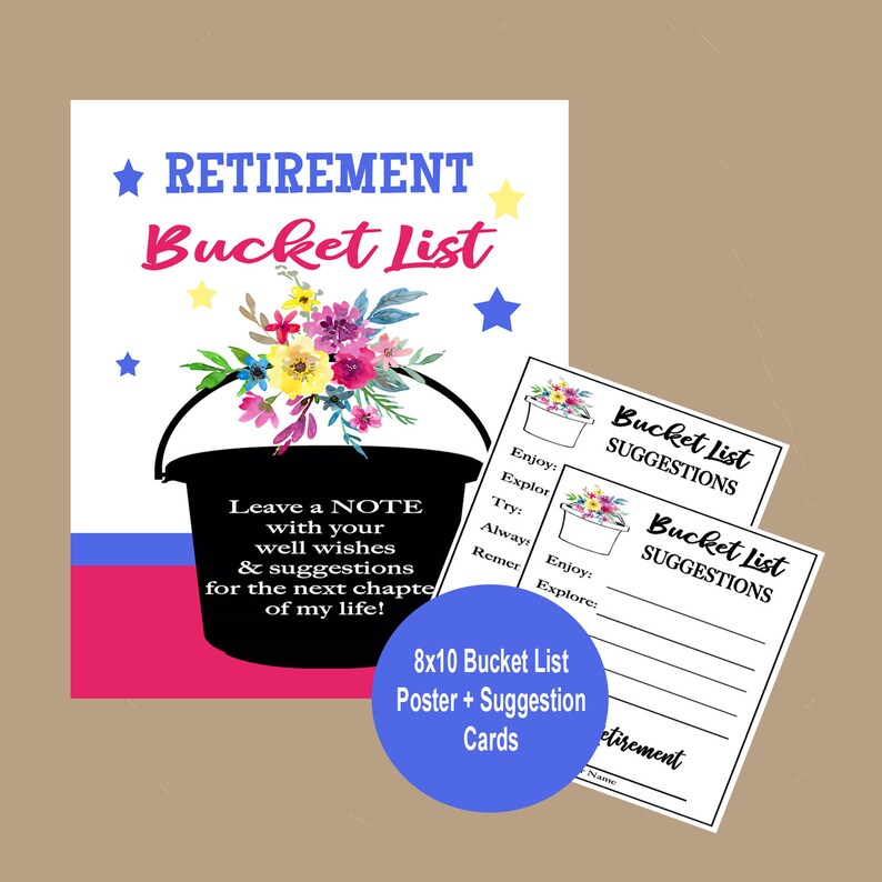 Bucket List Suggestions Retirement Floral Bucket List Sign Etsy