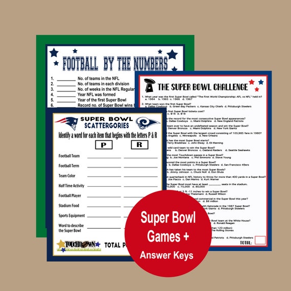 Tremendous Bowl 2019 Online games, Soccer Trivia, Tremendous Bowl Social gathering Trivia, Tremendous Bowl Scattegories, Tremendous Bowl 53 Printable Online games, Immediate Obtain photo about Super Bowl Party Games Printable known as Tremendous Bowl 2019 Online games, Soccer Trivia, Tremendous Bowl Celebration Trivia, Tremendous Bowl Scattegories, Tremendous Bowl 53 Printable Game titles, Immediate Obtain