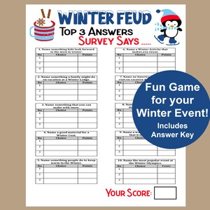 Winter Family Feud Trivia Game, Winter Trivia Game, Winter Seniors Game, Winter School Game, Icebreaker, Fun Winter Activity image 2