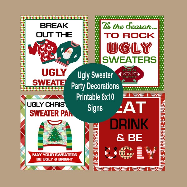 Ugly Sweater Party Decorations, Tacky Sweater Office Party Game, Ugly Sweater Signs, Ugly Sweater Decor Posters, Instant Download