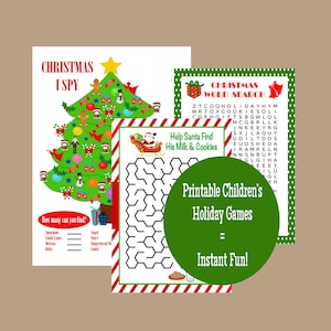 Christmas Games for Kids, Children&#39;s Christmas Games, Christmas Maze, Christmas Word Search, I Spy Christmas Game, Instant Download