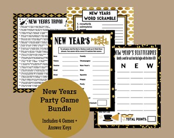 New Years Eve Party Game Bundle, New Years Day Game 2023, New Years Word Scramble Game, Adult Party Trivia Game, Fun Party Printable