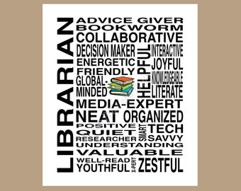 Arte della metropolitana per bibliotecari, regalo per bibliotecari, materiale stampabile per bibliotecari, poster per bibliotecari, ABC di un bibliotecario, bibliotecario scolastico, download immediato