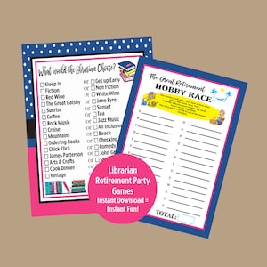 Juegos de trivia de jubilación de bibliotecario, fiesta de jubilación de bibliotecario, juegos de jubilación de bibliotecario escolar, regalo de jubilación de bibliotecario, descarga instantánea