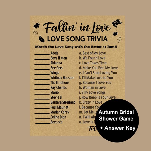 Engagement Party Games Bridal Shower Games Fall Shower - Etsy