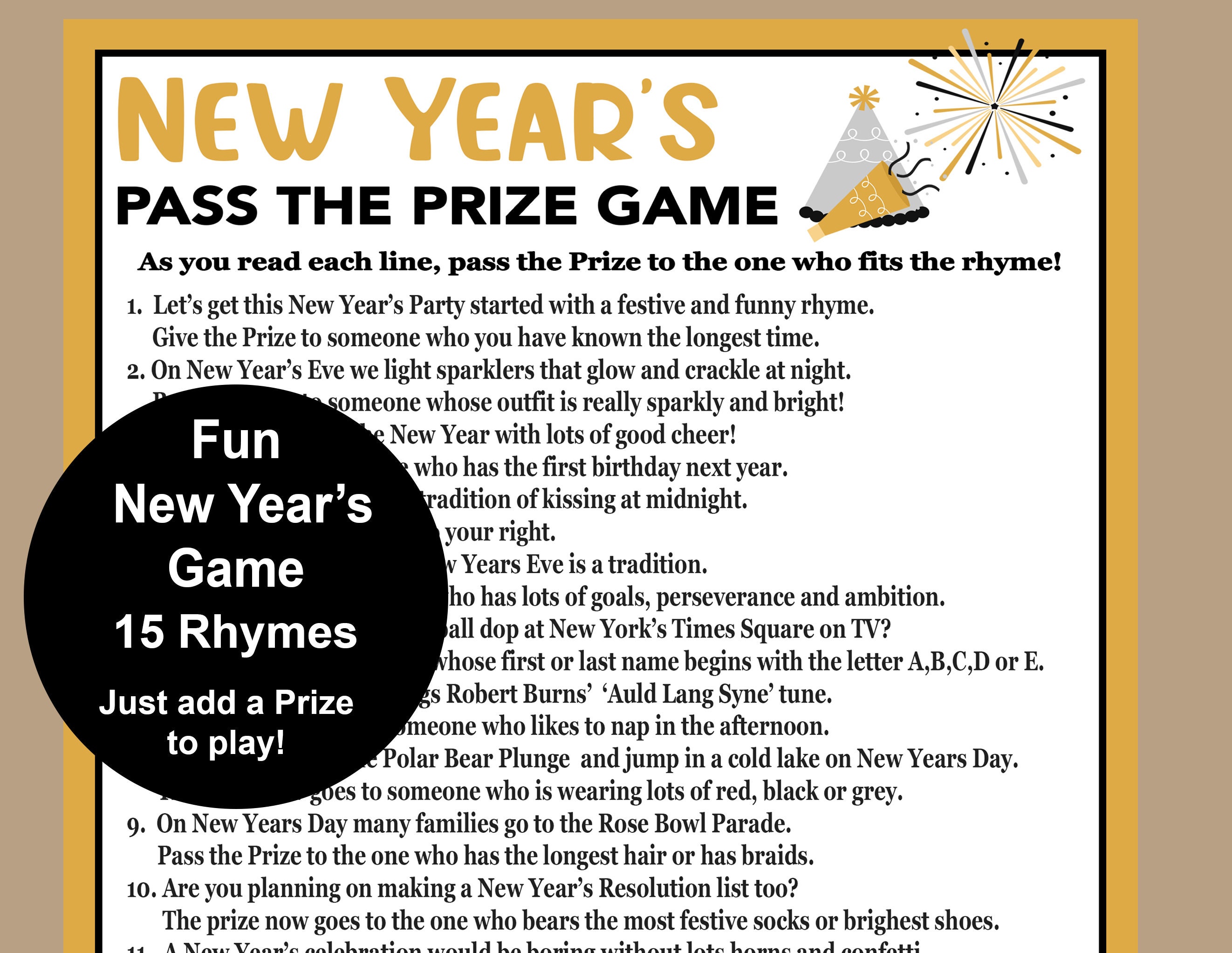 New Years Pass the Gift Game New Years Trivia Game (Download Now