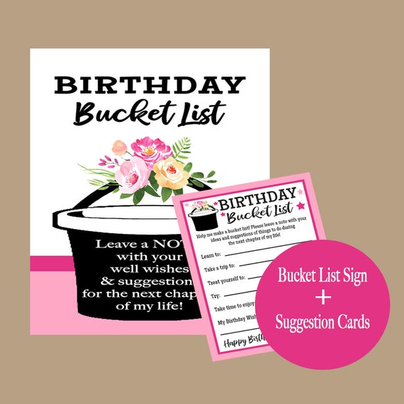 Bucket List Birthday Suggestions Birthday Bucket List Poster Etsy