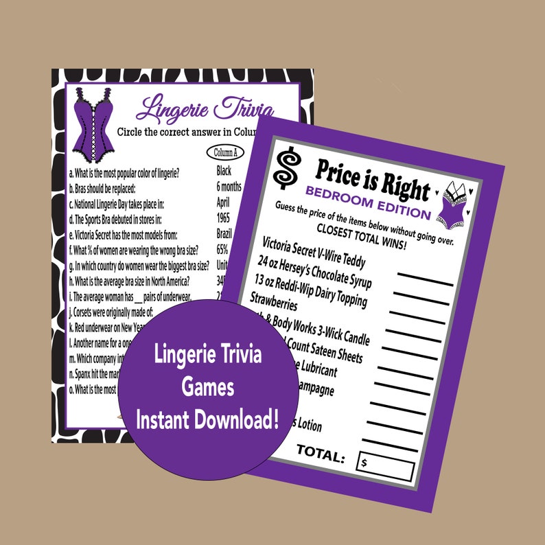 Lingerie Trivia Lingerie Shower Game Bachelorette Party - Etsy