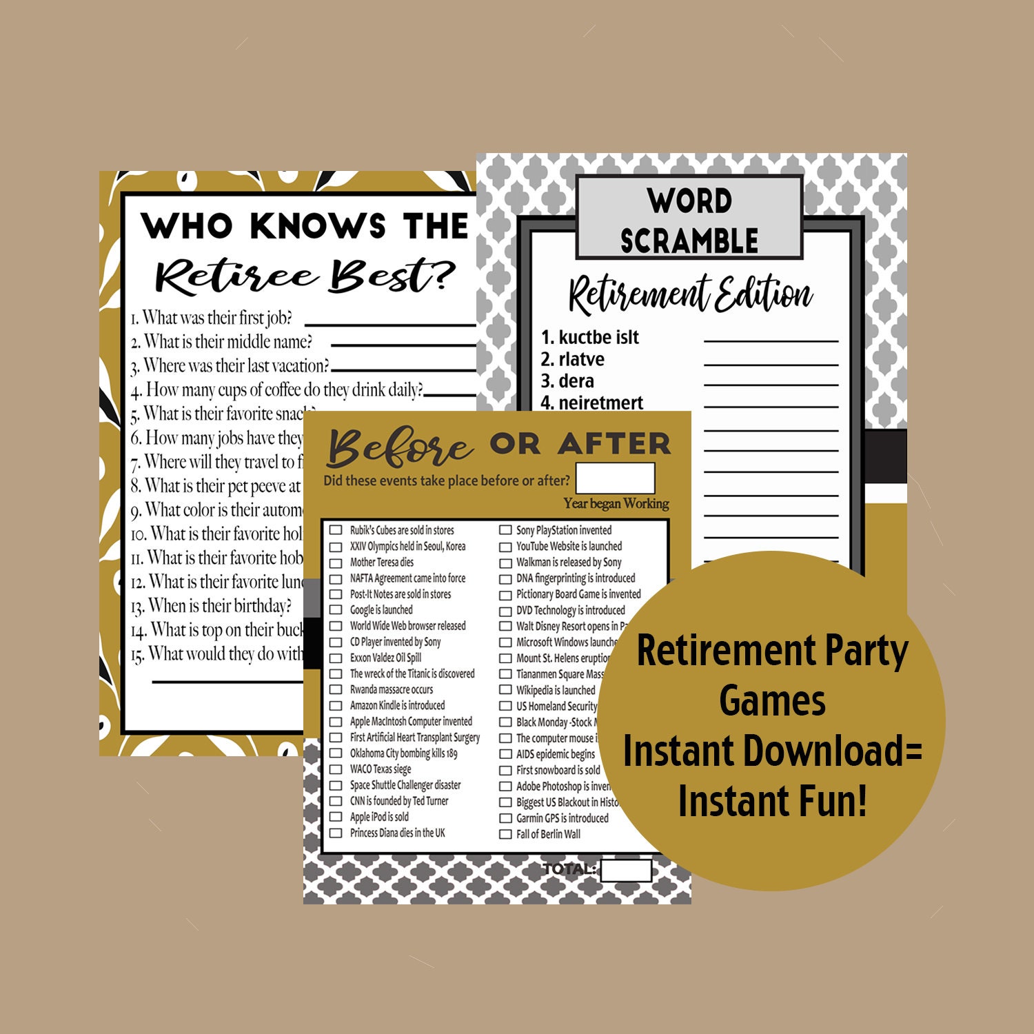 Retirement Games Retirement Party Retirement Trivia Retiree - Etsy Denmark Retirement Games Retirement Party Retirement Trivia Retiree - Etsy Denmark