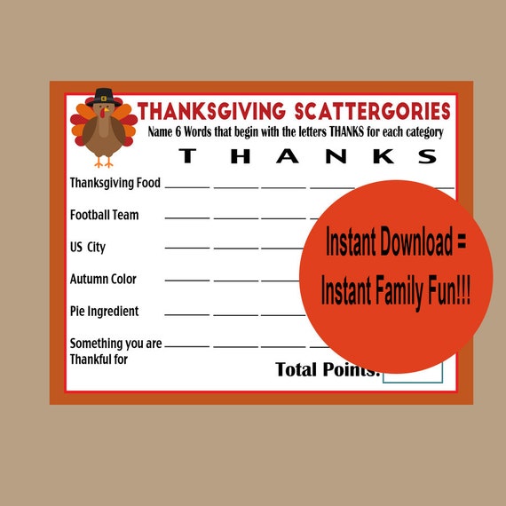 free printable thanksgiving scattergories list free printable thanksgiving scattergories list