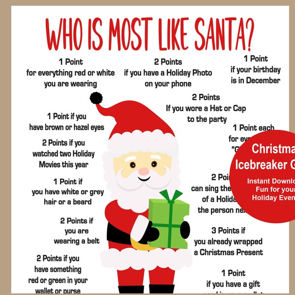 Christmas Mix and Mingle Game Printable, 2025 Holiday Games, Winter Holiday Game, Santa Office Party Game, Icebreaker, Large Group Game