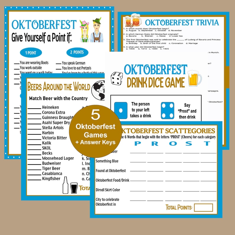 Oktoberfest Games, Oktoberfest Party Games for Home, Oktoberfest Trivia, Beer Trivia, Oktoberfest for Seniors, Oktoberfest Printables image 1