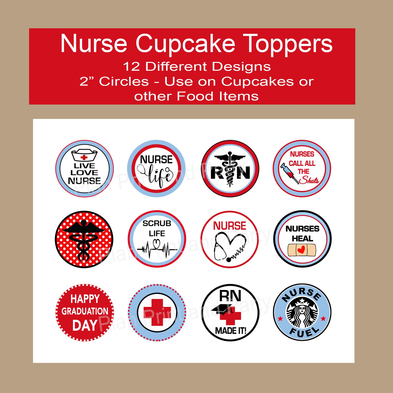 Nurse Graduation Cupcake Toppers Graduation Party Food Etsy