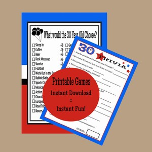 30th Birthday Party Games, Adult Party Games, 1990 Year Birthday Trivia Game, 30th Trivia Games, 30 Years Games, Instant Download