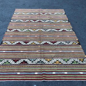 5x8 Vintage Kilim Rug, Turkish Vintage Area Rug, 5x8 Striped Kilim Rug, Turkish Kilim Rug, 5x8 Vintage Rug ,Hand Made Wool, 5x8 Area Rug,