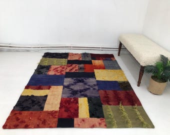 Alfombra Kilim turca vintage: alfombra de lana tejida a mano (1,2 x 1,8 m)