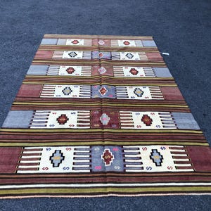 5x8 Vintage Kilim Rug, Turkish Vintage Area Rug, 5x8 Striped Kilim Rug, Turkish Kilim Rug, 5x8 Vintage Rug ,Hand Made Wool, 5x8 Area Rug,